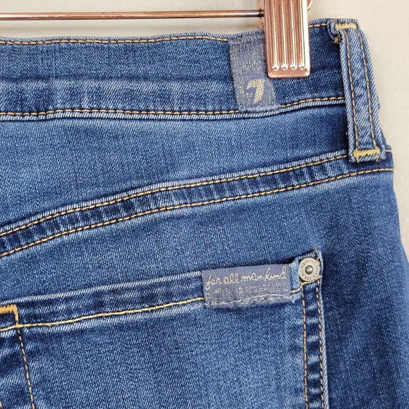7 For All Mankind Roxanne Skinny Ankle Jeans Frayed Raw Hem Mid Rise 7FAM 28 - Picture 8 of 12